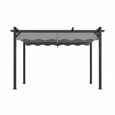 AOGO 10x12 ft Retractable Aluminum Pergola with Canopy