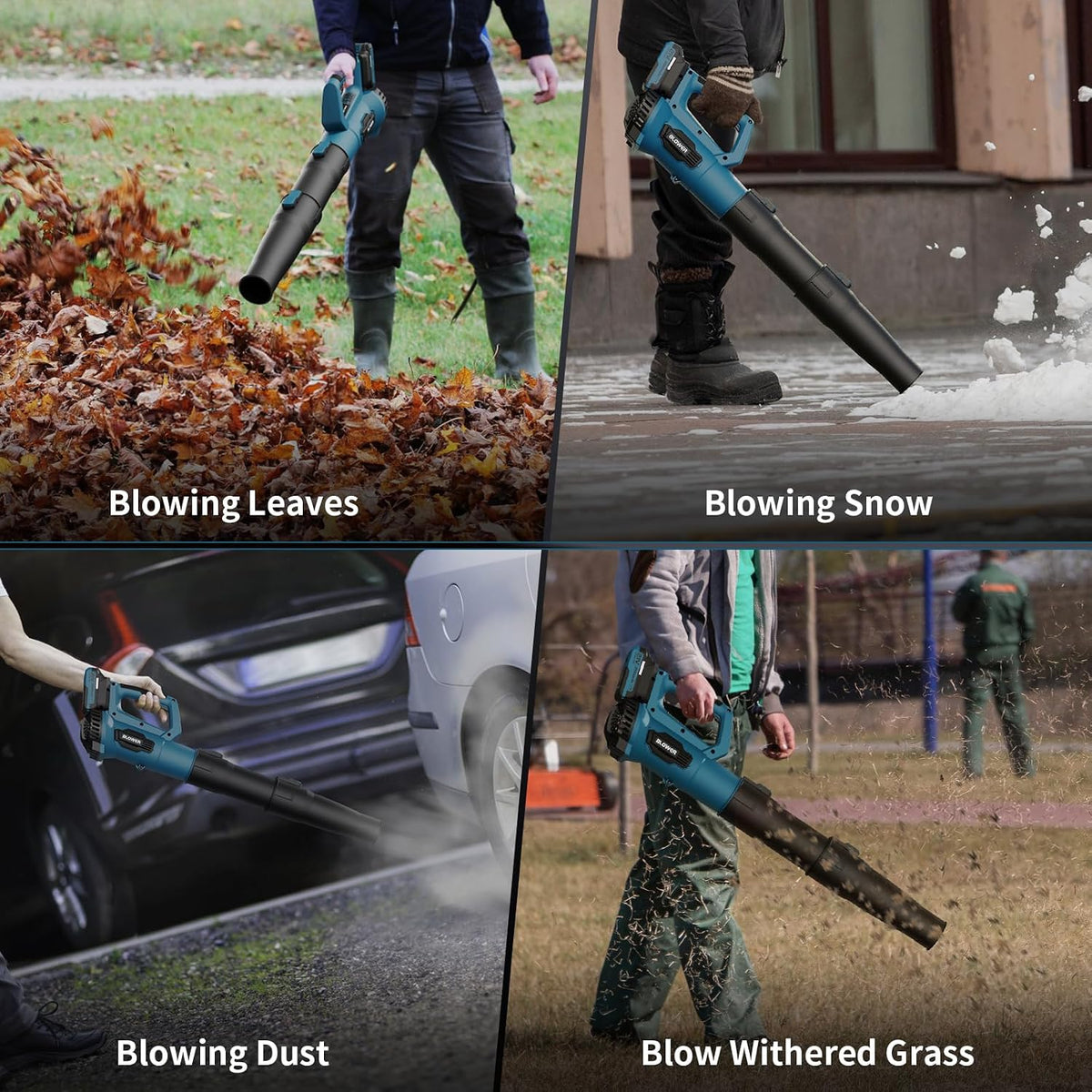 Leaf Blower Cordless with 2 Batteries & Fast Charger, Navy Blue — product view 6