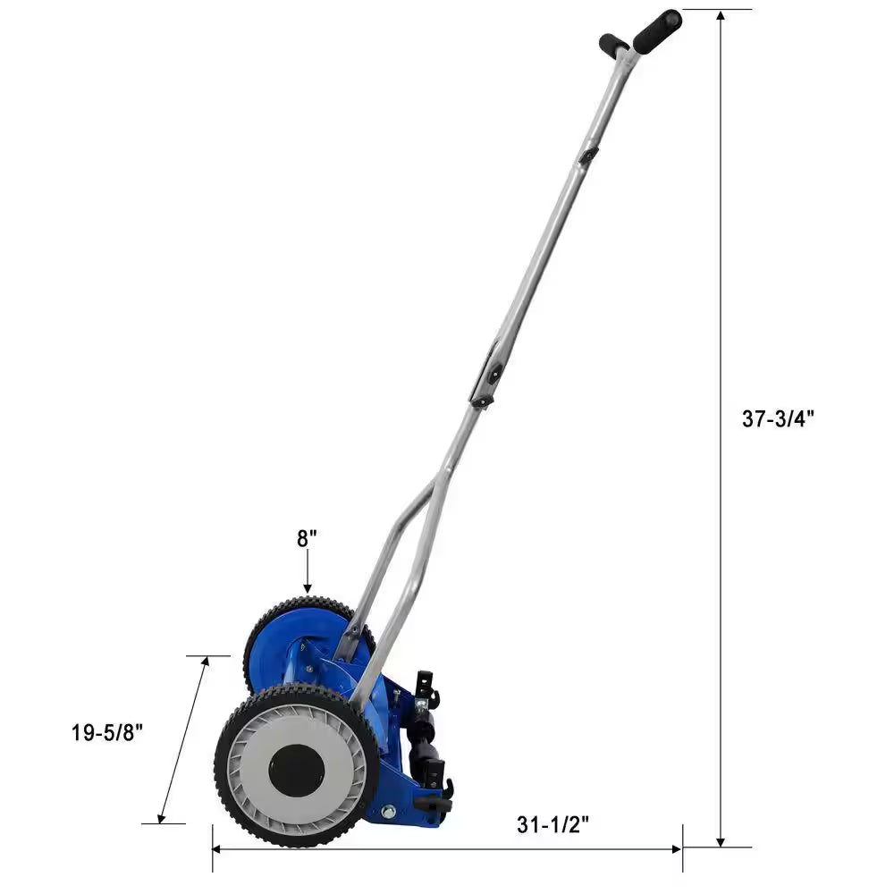14 In. Blue Push Lawn Mower, Push Reel Lawn Mower — product view 6