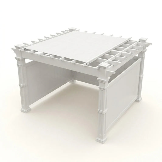 Vinyl Canopy Pergola Built for Year-Round Outdoor Living, 12x12 Foot, Adjustable Shade, Weather-Resistant