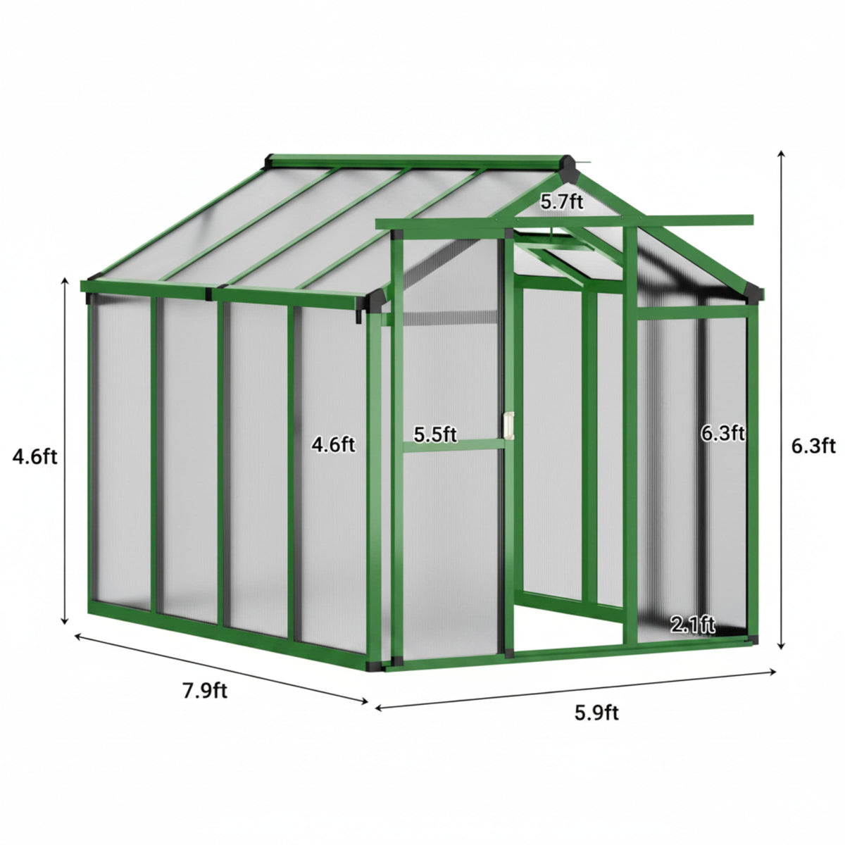 Greenhouse, 6X8 FT Greenhouse for Outdoors, Walk-In Green House with Ground Nails and Vent Windows, Sliding Lockable Door, Polycarbonate Greenhouses for outside Garden Backyard, Quick Setup, Green — product view 10