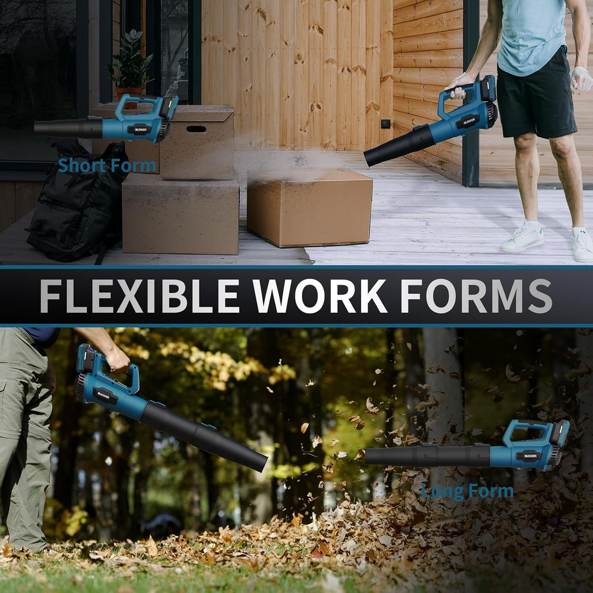 Leaf Blower Cordless with 2 Batteries & Fast Charger, Navy Blue — product view 5