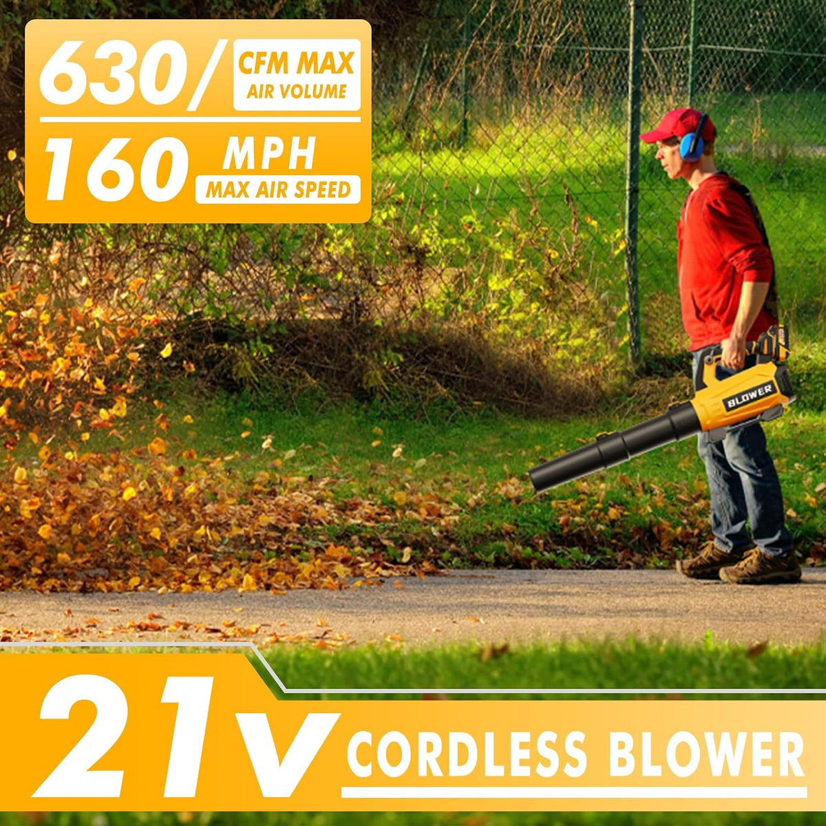 Leaf Blower Cordless with 2 X 4.0Ah Batteries and Charger - Easy to Use — product view 3