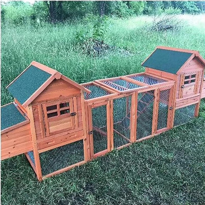 Outdoor Chicken Coop for 4-8 Chickens Wooden Hen Rabbit House Poultry Pet Hutch Run Cage — product view 3