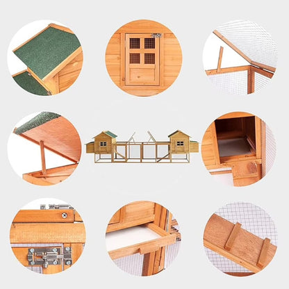 Outdoor Chicken Coop for 4-8 Chickens Wooden Hen Rabbit House Poultry Pet Hutch Run Cage — product view 4