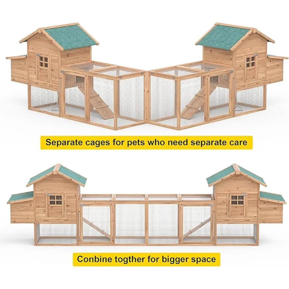 Outdoor Chicken Coop for 4-8 Chickens Wooden Hen Rabbit House Poultry Pet Hutch Run Cage — product view 6